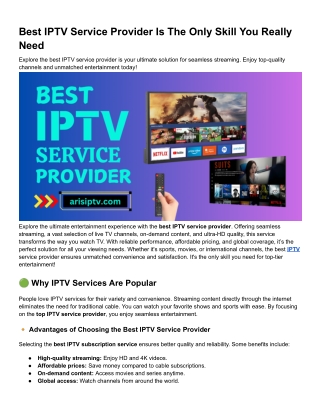 Best IPTV Service Provider Is The Only Skill You Really Need