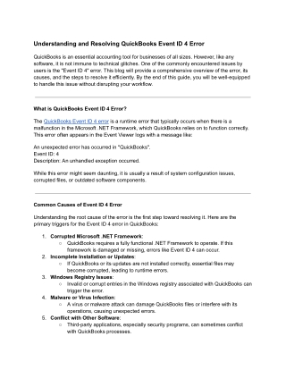 Understanding and Resolving QuickBooks Event ID 4 Error