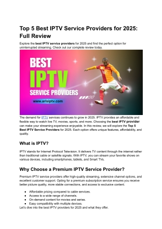 Top 5 Best IPTV Service Providers for 2025_ Full Review