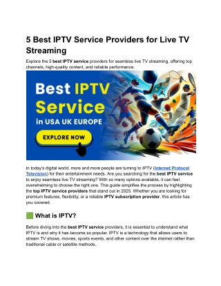 5 Best IPTV Service Providers for Live TV Streaming