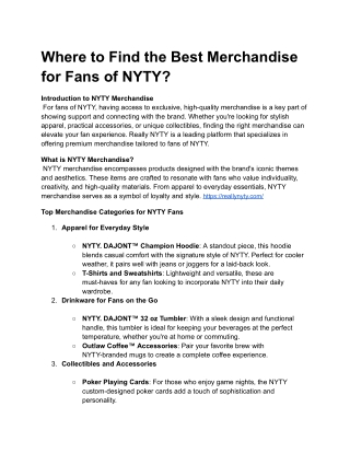 Merchandise for fans of NYTY