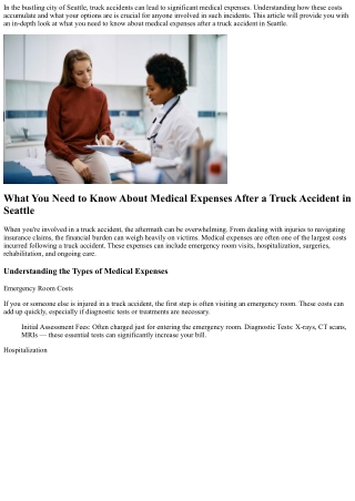 What You Need to Know About Medical Expenses After a Truck Accident in Seattle