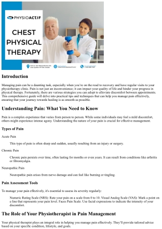 “Tips for Managing Pain Between Your Physiotherapy Appointments”