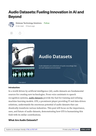 Audio Datasets: Fueling Innovation in AI and Beyond