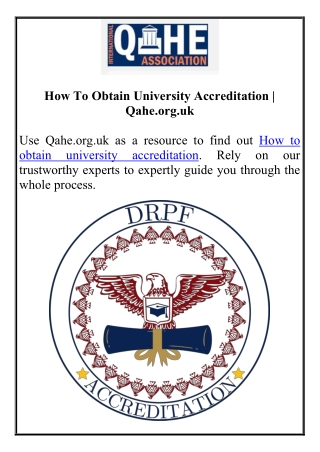How To Obtain University Accreditation | Qahe.org.uk