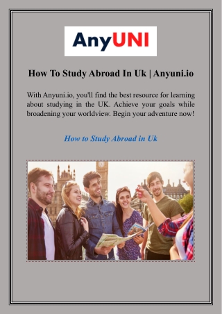 How To Study Abroad In Uk  Anyuni.io