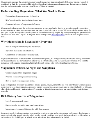 The Importance of Magnesium in Your Diet: A 2024 Guide to Wellness
