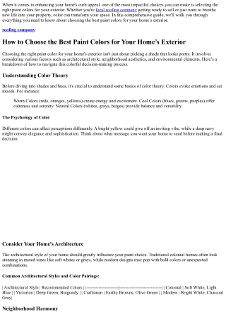 “How to Choose the Best Paint Colors for Your Home’s Exterior”