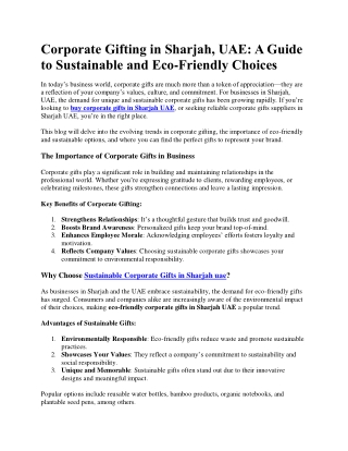 Corporate Gifting in Sharjah uae - Eco-Friendly Choices