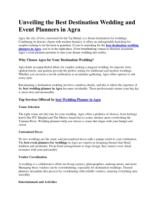 Unveiling the Best Destination Wedding and Event Planners