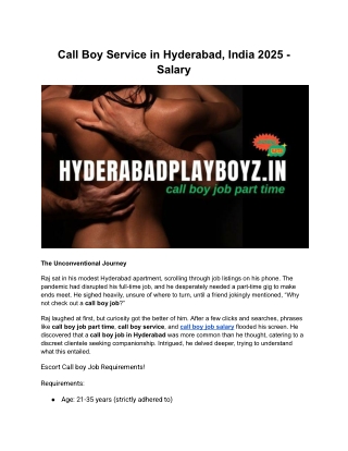 Call Boy Service in Hyderabad, India 2025 - Salary