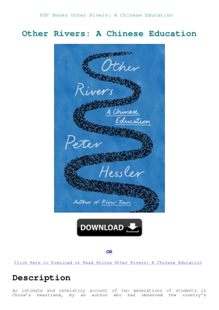 PDF Books Other Rivers A Chinese Education