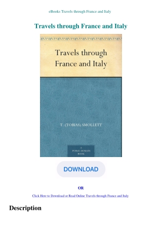 eBooks Travels through France and Italy