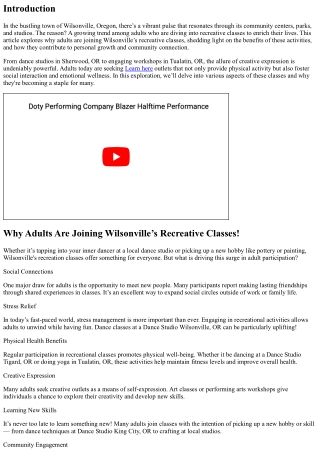 “Why Adults Are Joining Wilsonville’s Recreative Classes!”