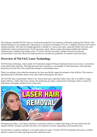 Hair Reduction Using Frequency-Doubled Nd:Yag Laser