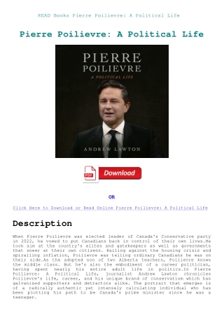 READ Books Pierre Poilievre A Political Life