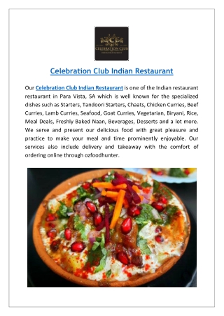 Celebration Club Indian Restaurant pdf