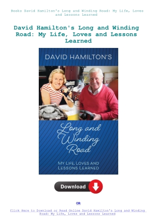 Books David Hamilton's Long and Winding Road My Life  Loves and Lessons Learned
