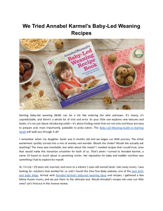 We Tried Annabel Karmel’s Baby-Led Weaning Recipes