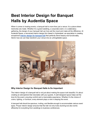Best Interior Design for Banquet Halls by Audentia Space