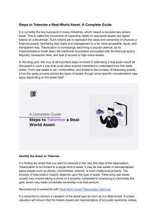 Steps to Tokenize a Real-World Asset_ A Complete Guide