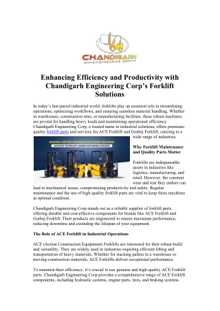 CES Lift  High-Quality Forklift Parts for Reliable Performance and Durability
