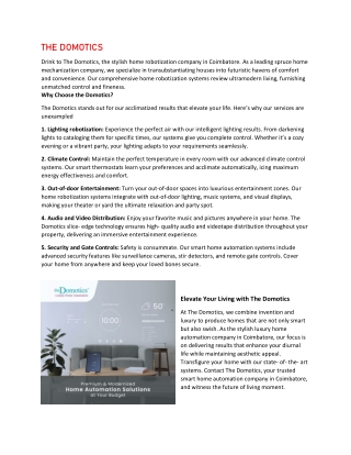 The Domotics: Elevate Your Living with Smart Home Automation