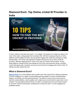 Diamond Exch_ Top Online cricket ID Provider in India