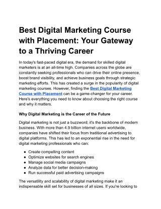 Best Digital Marketing Course with Placement_ Your Gateway to a Thriving Career