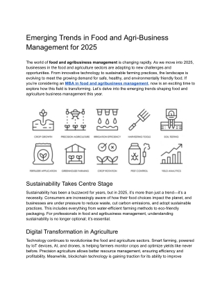 Emerging Trends in Food and Agri-Business Management for 2025