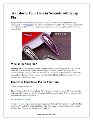Transform Your Hair in Seconds with Snap Pin