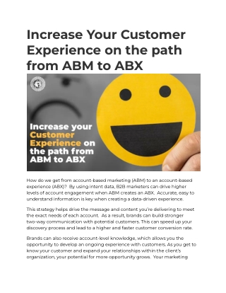 Increase Your Customer Experience on the path from ABM to ABX