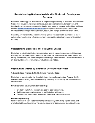 Revolutionizing Business Models with Blockchain Development Services
