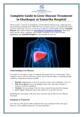 Liver Disease Treatment in Ghatkopar by Samartha Hospital
