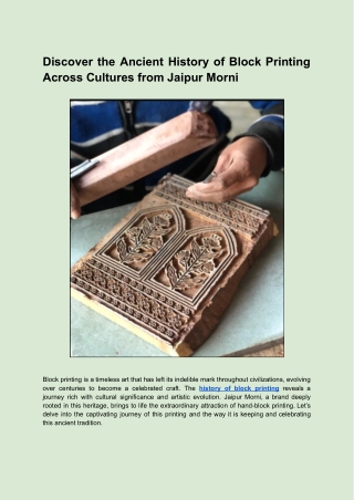 Discover the Ancient History of Block Printing Across Cultures from Jaipur Morni