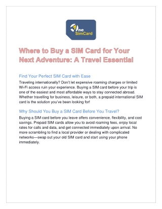 Where to Buy a SIM Card for Your Next Adventure: A Travel Essential