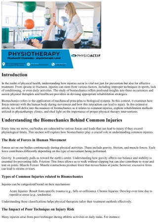 “Understanding the Biomechanics Behind Common Injuries”