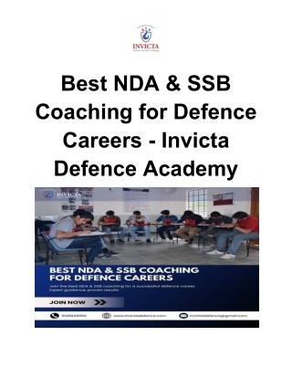 Best NDA & SSB Coaching for Defence Careers - Invicta Defence Academy