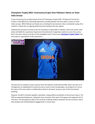 Controversy Erupts Over Pakistan's Name on Team India Jerseys