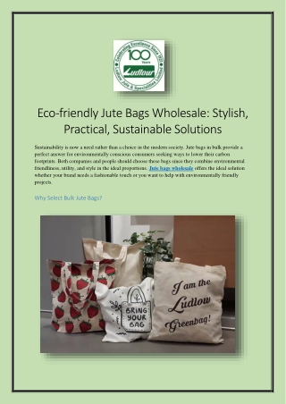 Eco friendly Jute Bags Wholesale Stylish, Practical, Sustainable Solutions.docx