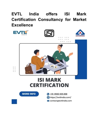 EVTL India offers ISI Mark Certification Consultancy for Market Excellence