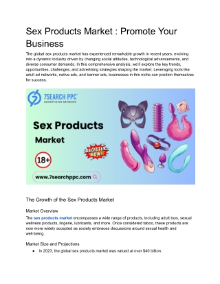 Sex Products Market _ Promote Your Business