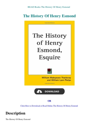 READ Books The History Of Henry Esmond