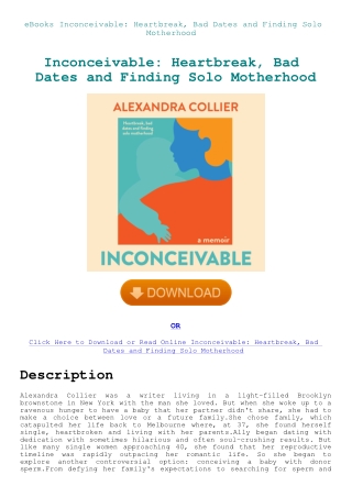 eBooks Inconceivable Heartbreak  Bad Dates and Finding Solo Motherhood