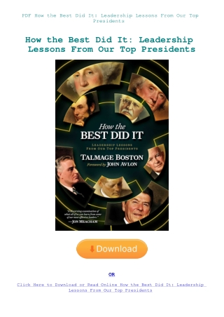PDF How the Best Did It Leadership Lessons From Our Top Presidents