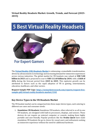 Consumer Trends and Preferences in the Virtual Reality Headset Market