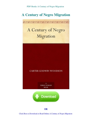 PDF Books A Century of Negro Migration