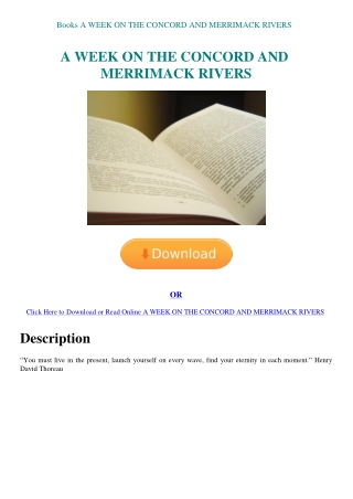 Books A WEEK ON THE CONCORD AND MERRIMACK RIVERS