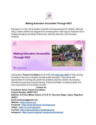 Making Education Accessible Through NGO