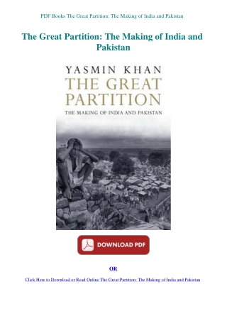 PDF Books The Great Partition The Making of India and Pakistan